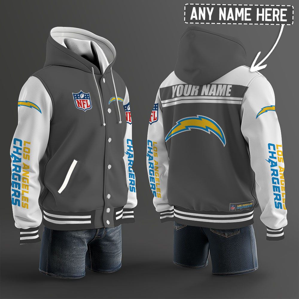 Los Angeles Chargers NFL Hooded Letterman Jacket Custom Name PB2XG9M