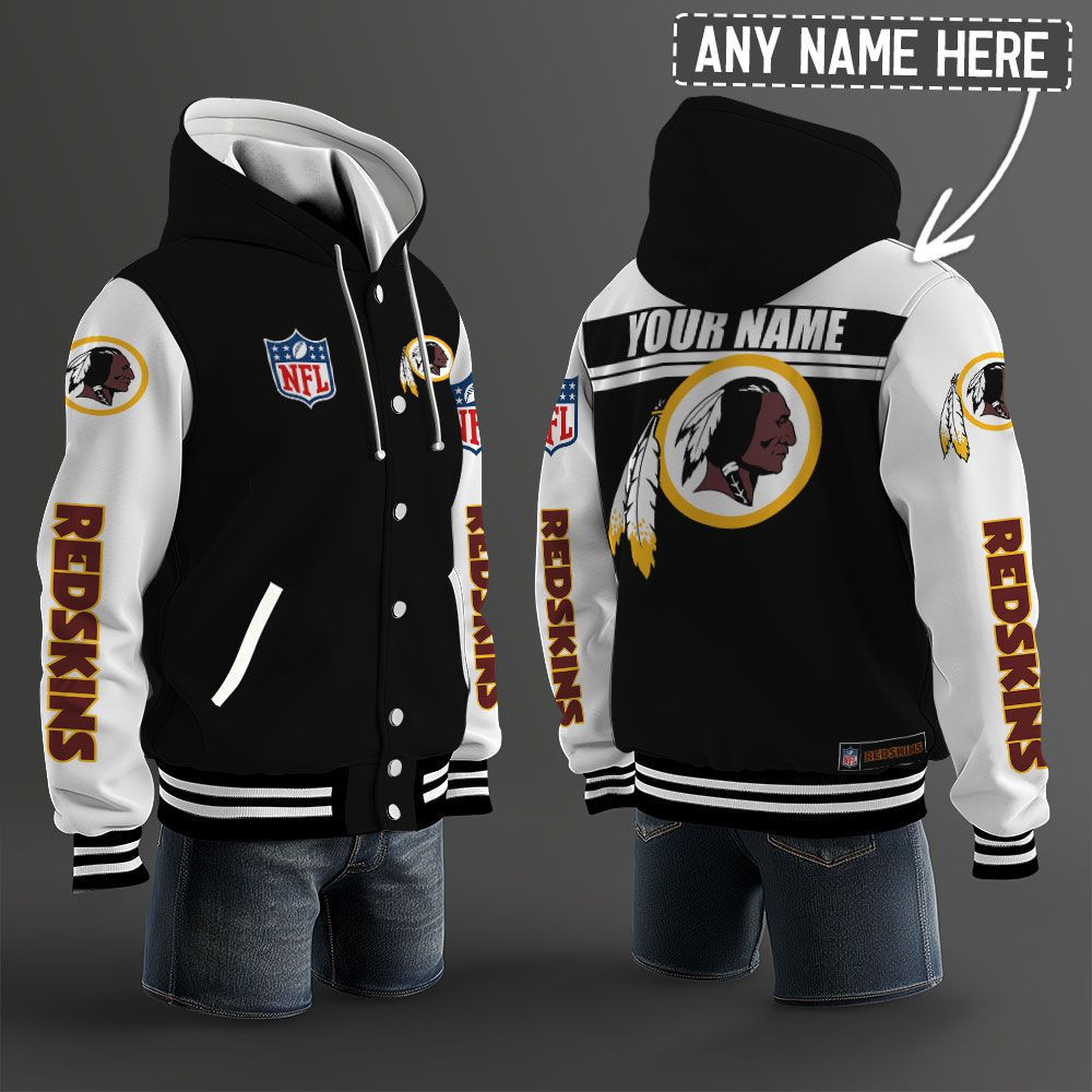 Washington Redskins NFL Hooded Letterman Jacket Custom Name PBQ4QAC