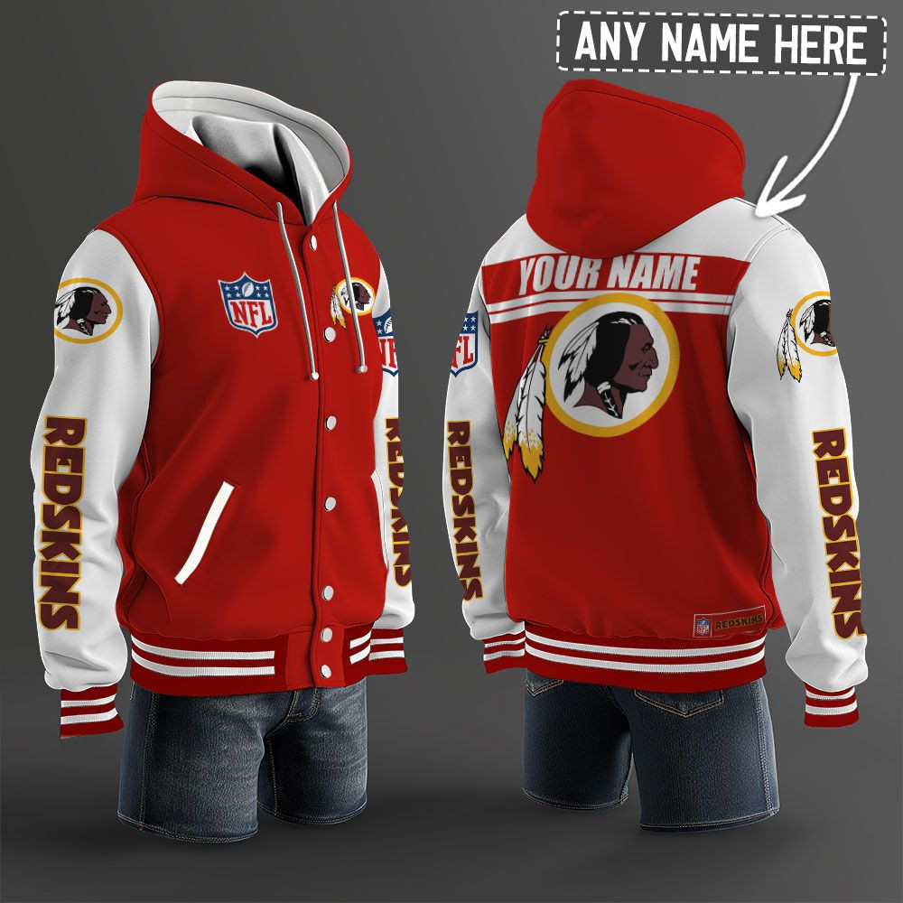 Washington Redskins NFL Hooded Letterman Jacket Custom Name PBQ4QAC