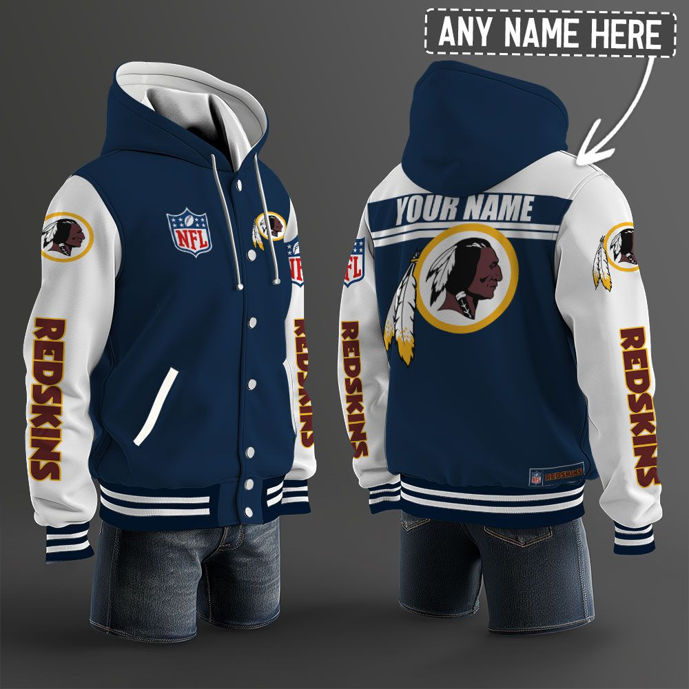 Washington Redskins NFL Hooded Letterman Jacket Custom Name PBQ4QAC