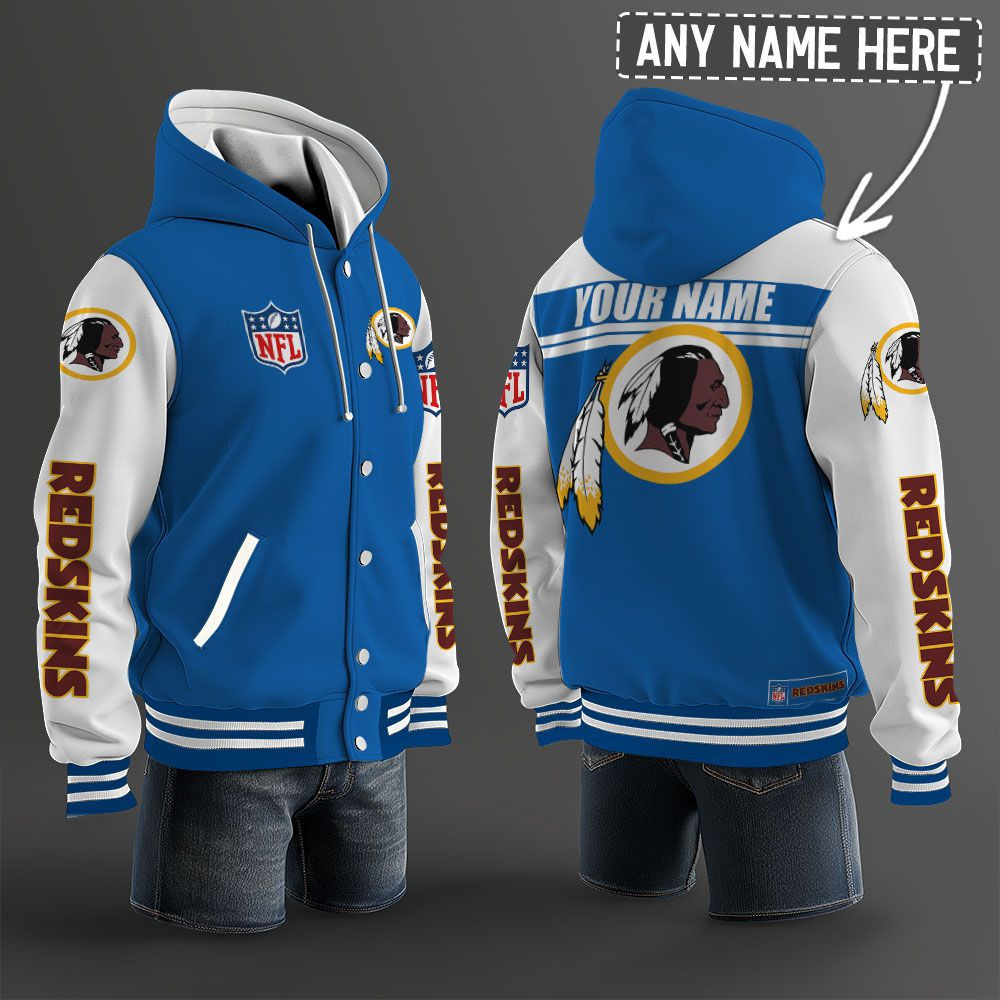 Washington Redskins NFL Hooded Letterman Jacket Custom Name PBQ4QAC