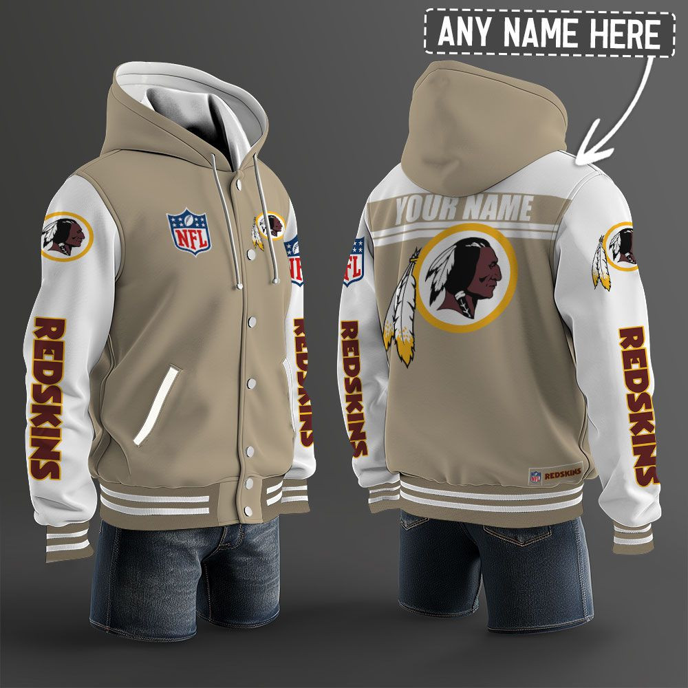 Washington Redskins NFL Hooded Letterman Jacket Custom Name PBQ4QAC
