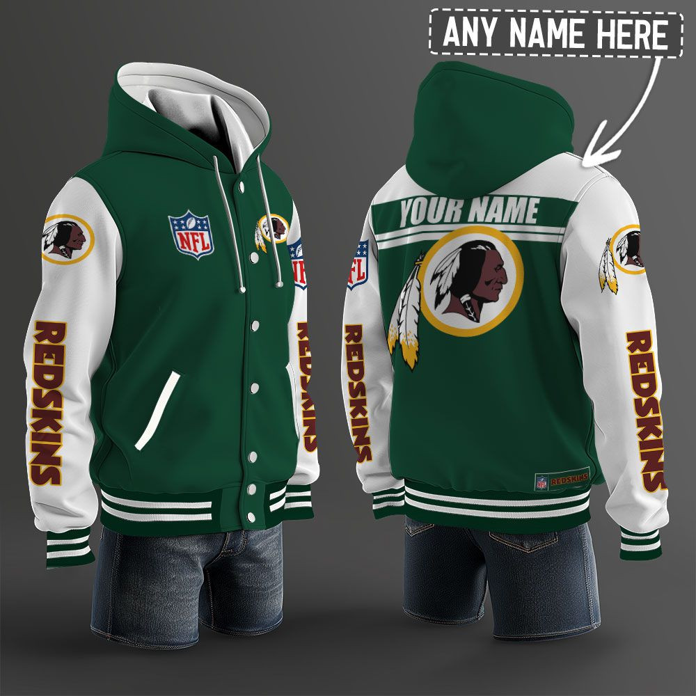 Washington Redskins NFL Hooded Letterman Jacket Custom Name PBQ4QAC