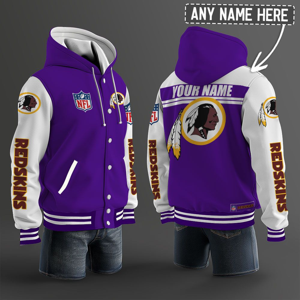 Washington Redskins NFL Hooded Letterman Jacket Custom Name PBQ4QAC
