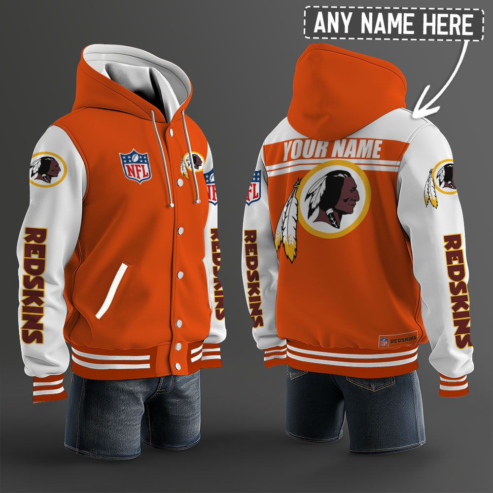 Washington Redskins NFL Hooded Letterman Jacket Custom Name PBQ4QAC