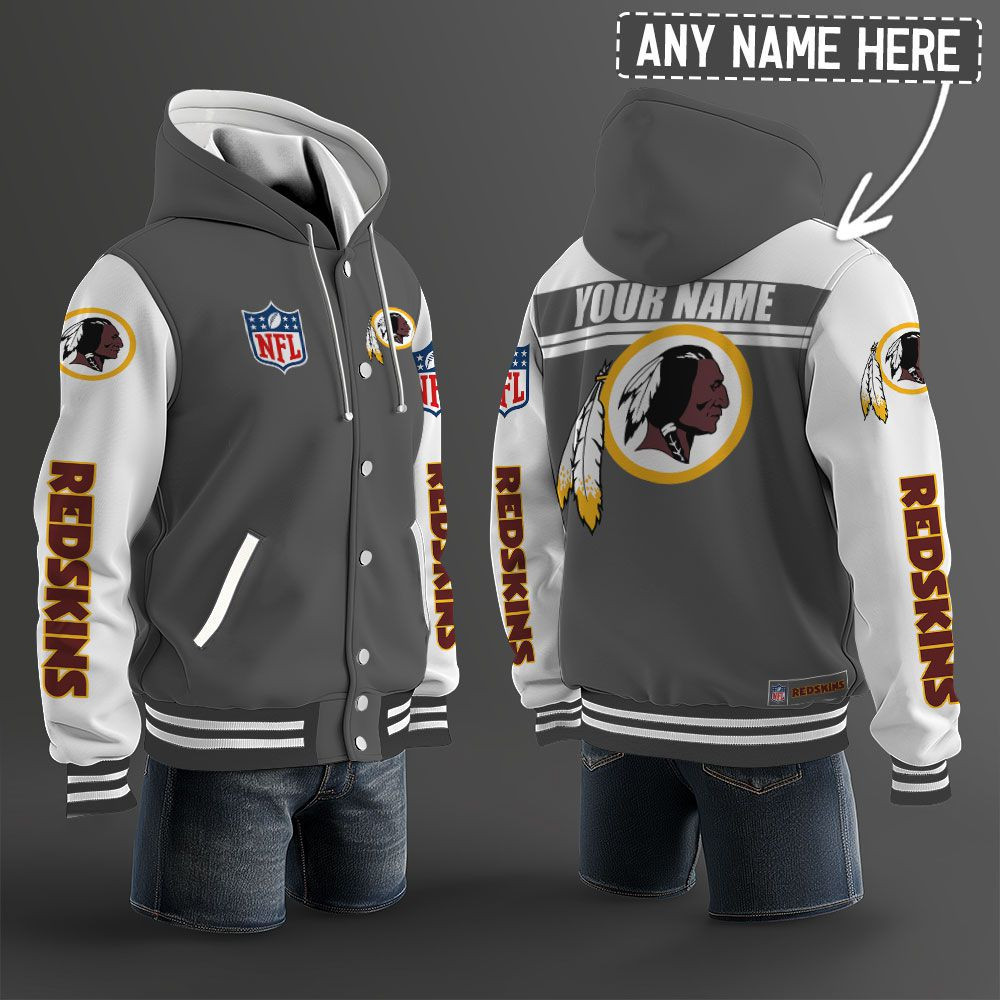 Washington Redskins NFL Hooded Letterman Jacket Custom Name PBQ4QAC