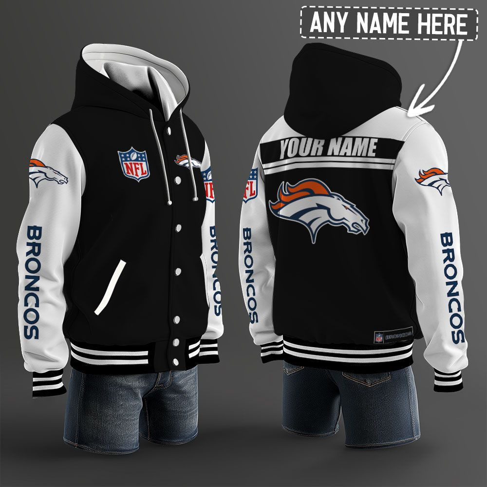 Denver Broncos NFL Hooded Letterman Jacket Custom Name PB2NIIO