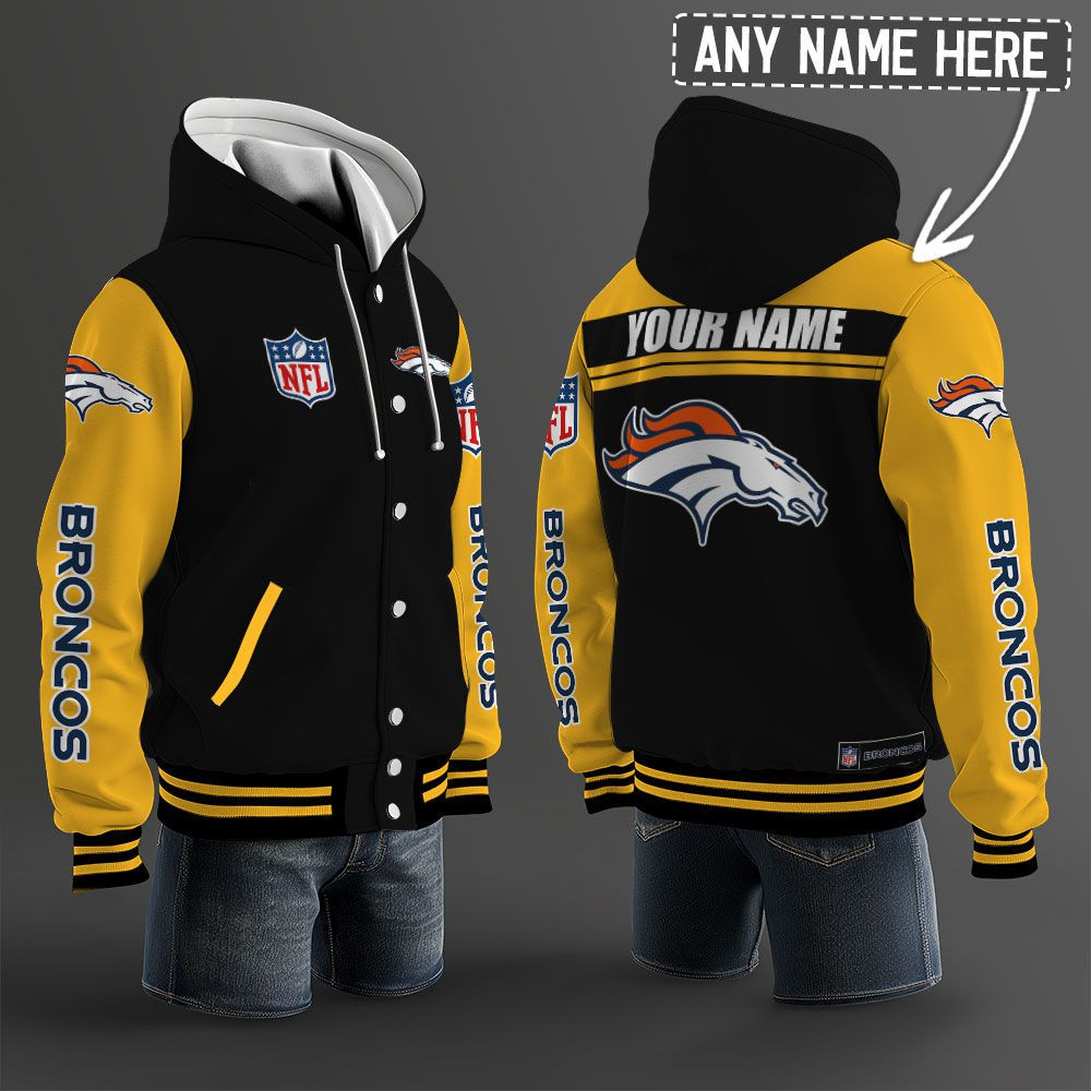 Denver Broncos NFL Hooded Letterman Jacket Custom Name PB2NIIO