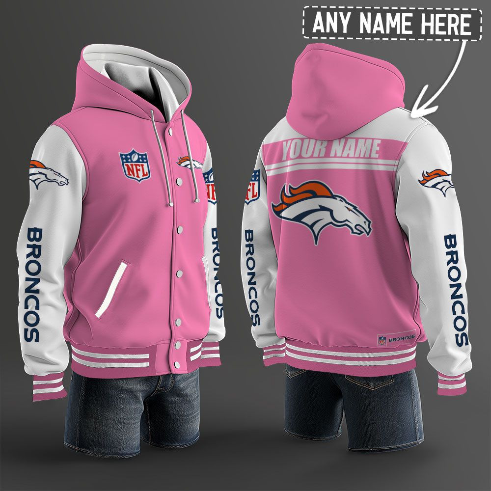 Denver Broncos NFL Hooded Letterman Jacket Custom Name PB2NIIO