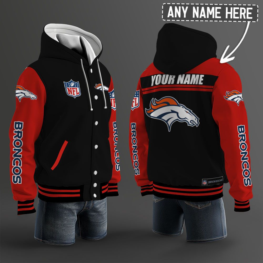 Denver Broncos NFL Hooded Letterman Jacket Custom Name PB2NIIO