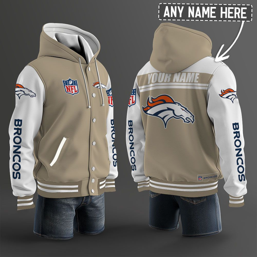 Denver Broncos NFL Hooded Letterman Jacket Custom Name PB2NIIO