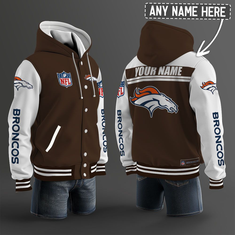 Denver Broncos NFL Hooded Letterman Jacket Custom Name PB2NIIO