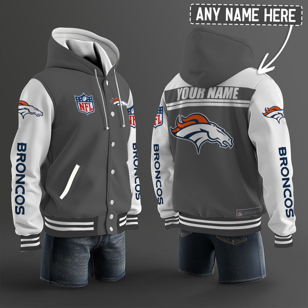 Denver Broncos NFL Hooded Letterman Jacket Custom Name PB2NIIO