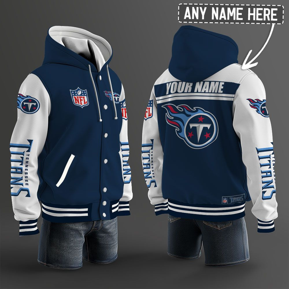 Tennessee Titans NFL Hooded Letterman Jacket Custom Name BRDCT3DA3105