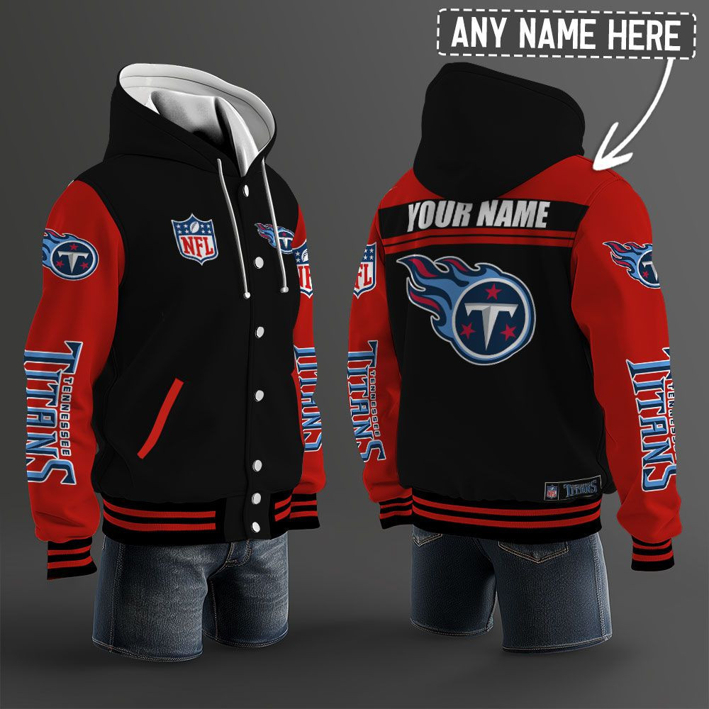 Tennessee Titans NFL Hooded Letterman Jacket Custom Name PB5XX1J