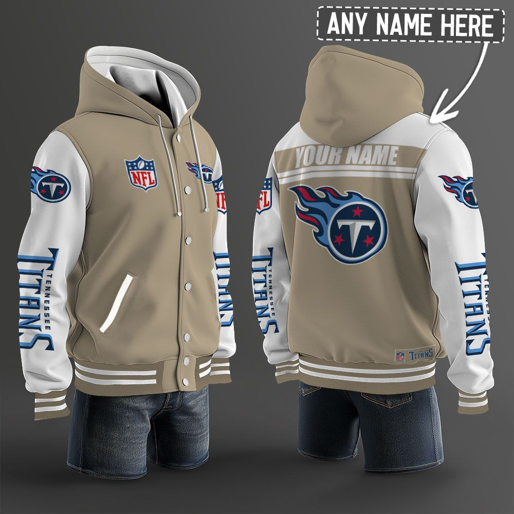 Tennessee Titans NFL Hooded Letterman Jacket Custom Name PB5XX1J