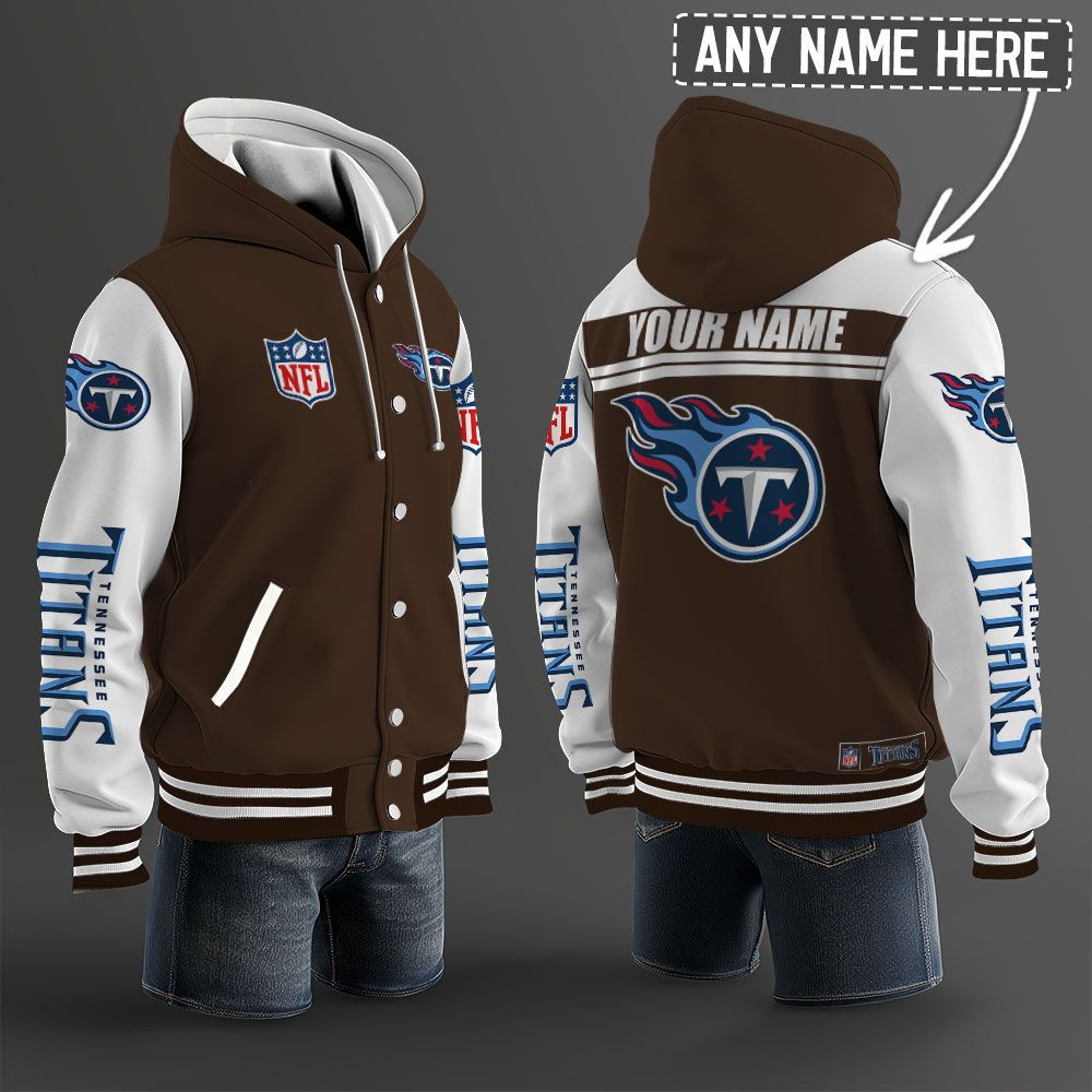 Tennessee Titans NFL Hooded Letterman Jacket Custom Name PB5XX1J