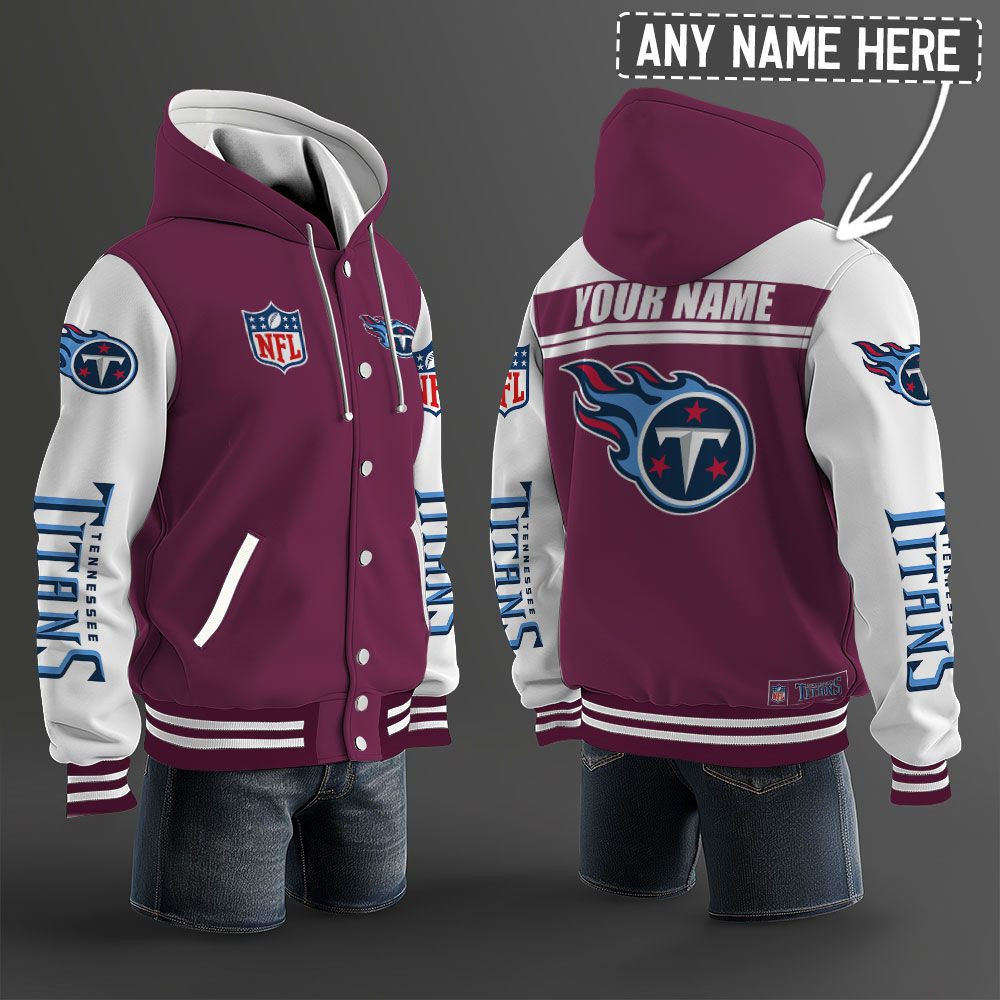 Tennessee Titans NFL Hooded Letterman Jacket Custom Name PB5XX1J