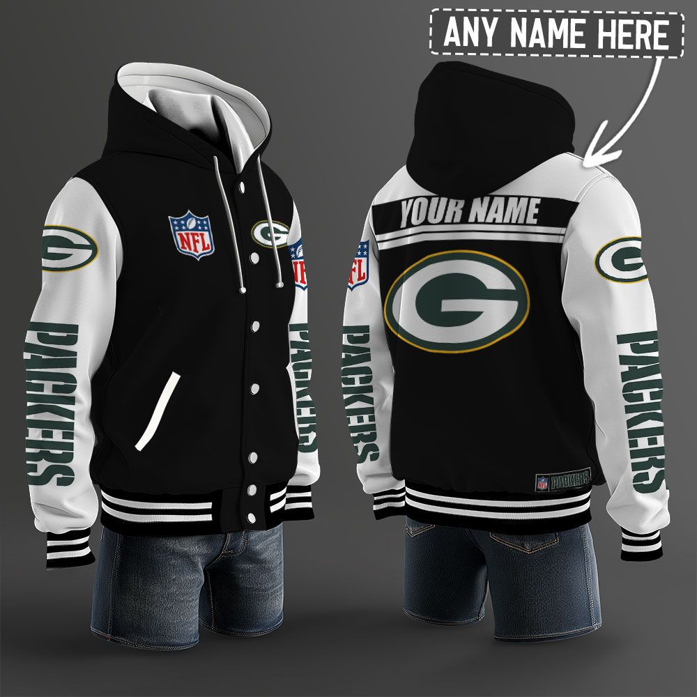 Green Bay Packers NFL Hooded Letterman Jacket Custom Name PB7M5HH