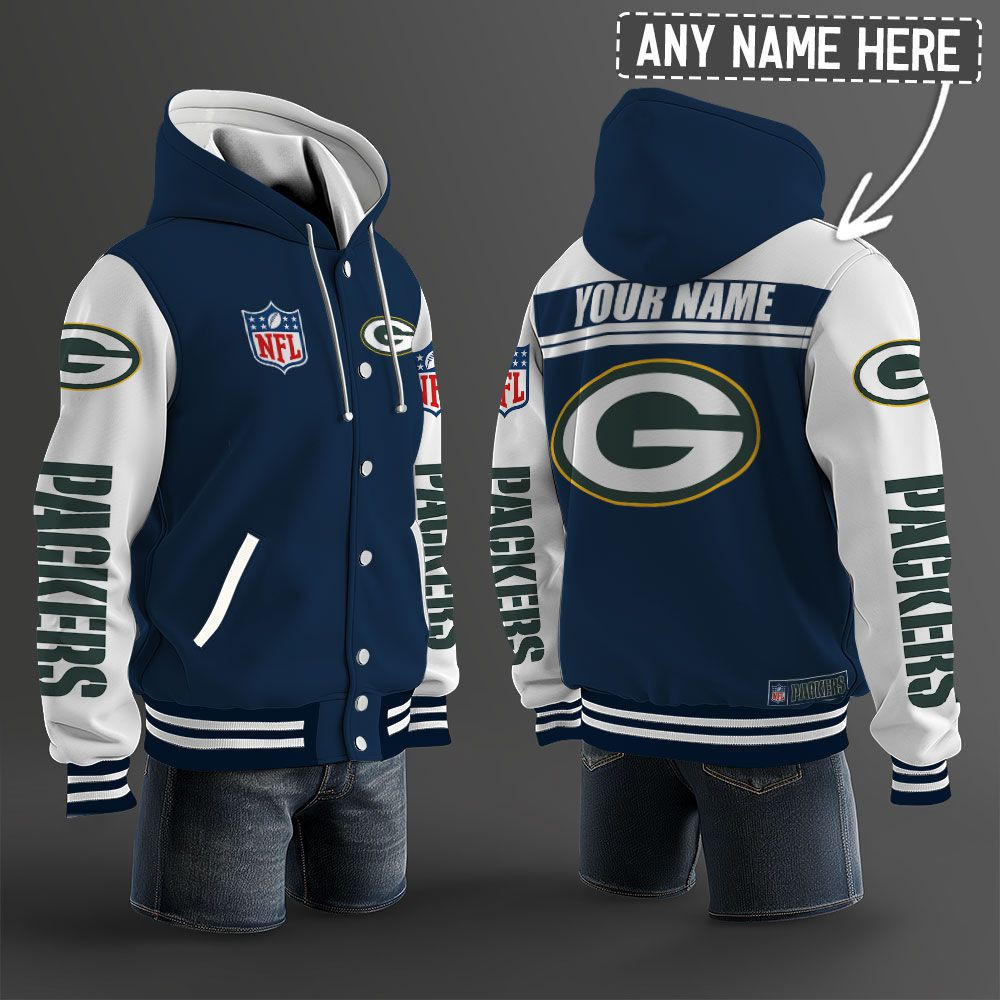Green Bay Packers NFL Hooded Letterman Jacket Custom Name PB7M5HH