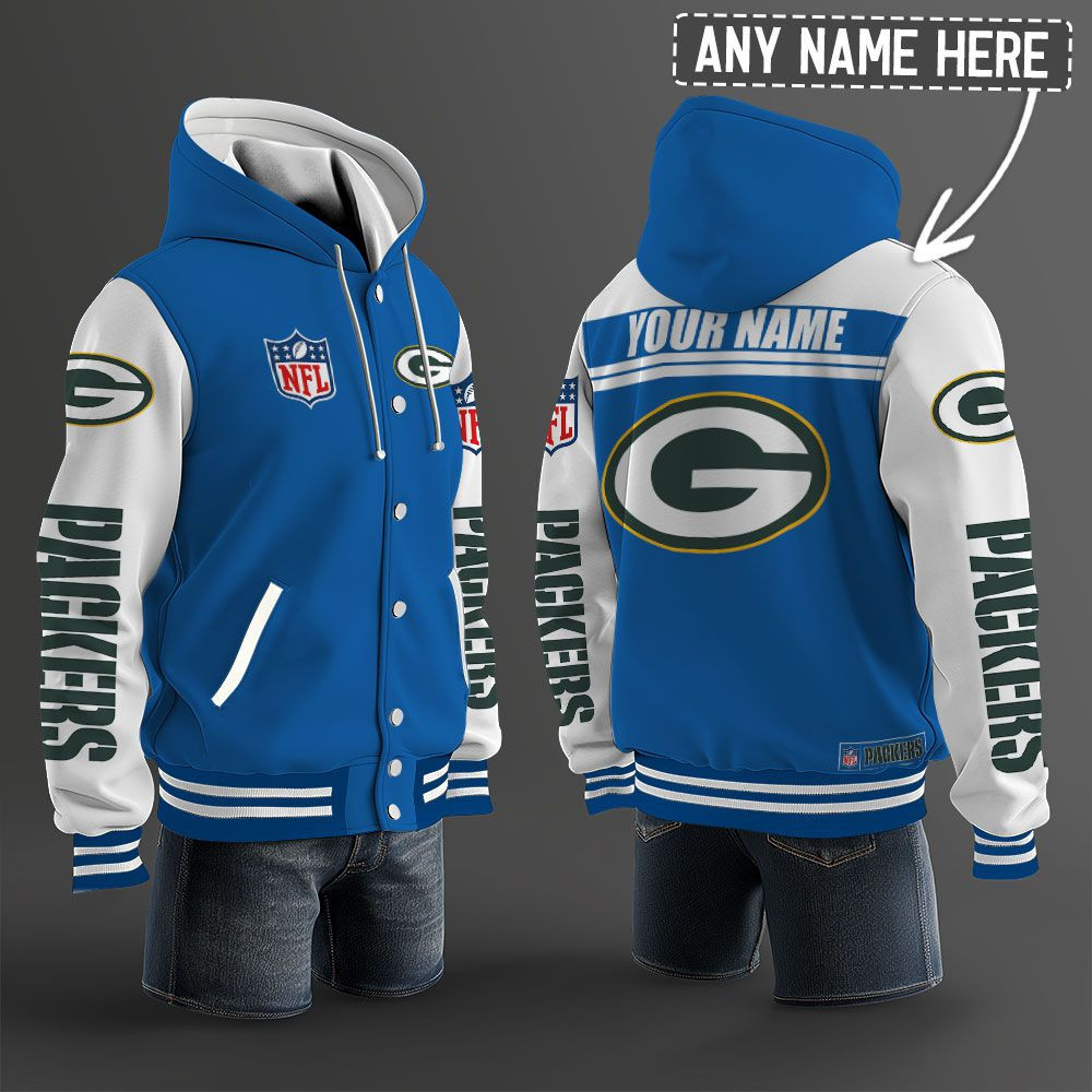 Green Bay Packers NFL Hooded Letterman Jacket Custom Name PB7M5HH