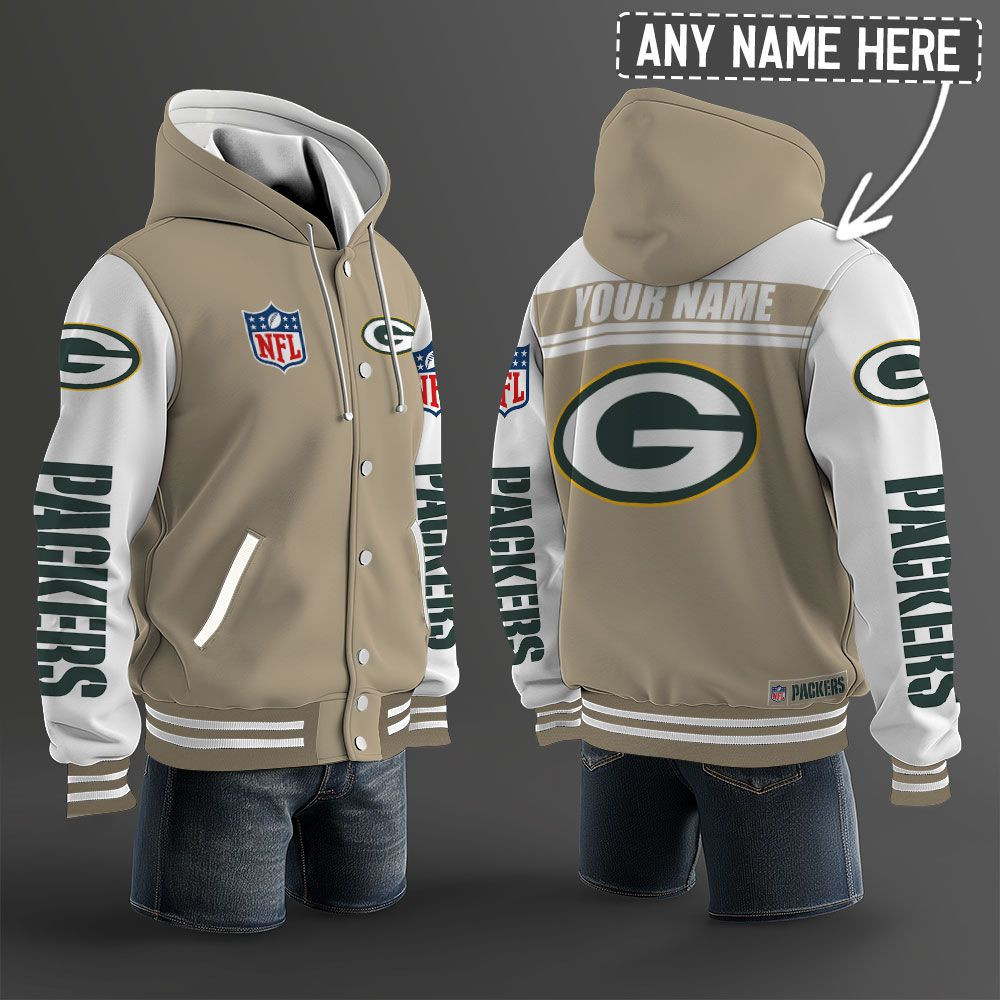 Green Bay Packers NFL Hooded Letterman Jacket Custom Name PB7M5HH