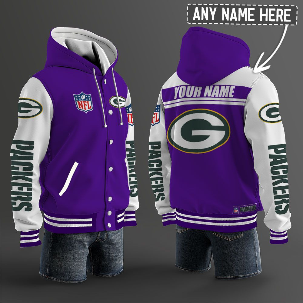 Green Bay Packers NFL Hooded Letterman Jacket Custom Name PB7M5HH