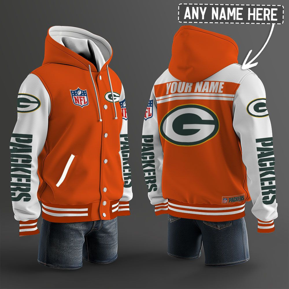 Green Bay Packers NFL Hooded Letterman Jacket Custom Name PB7M5HH