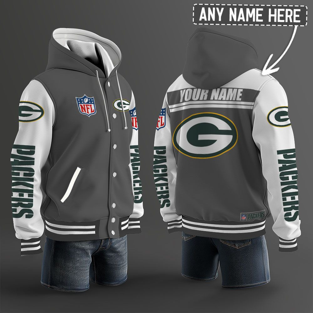 Green Bay Packers NFL Hooded Letterman Jacket Custom Name PB7M5HH