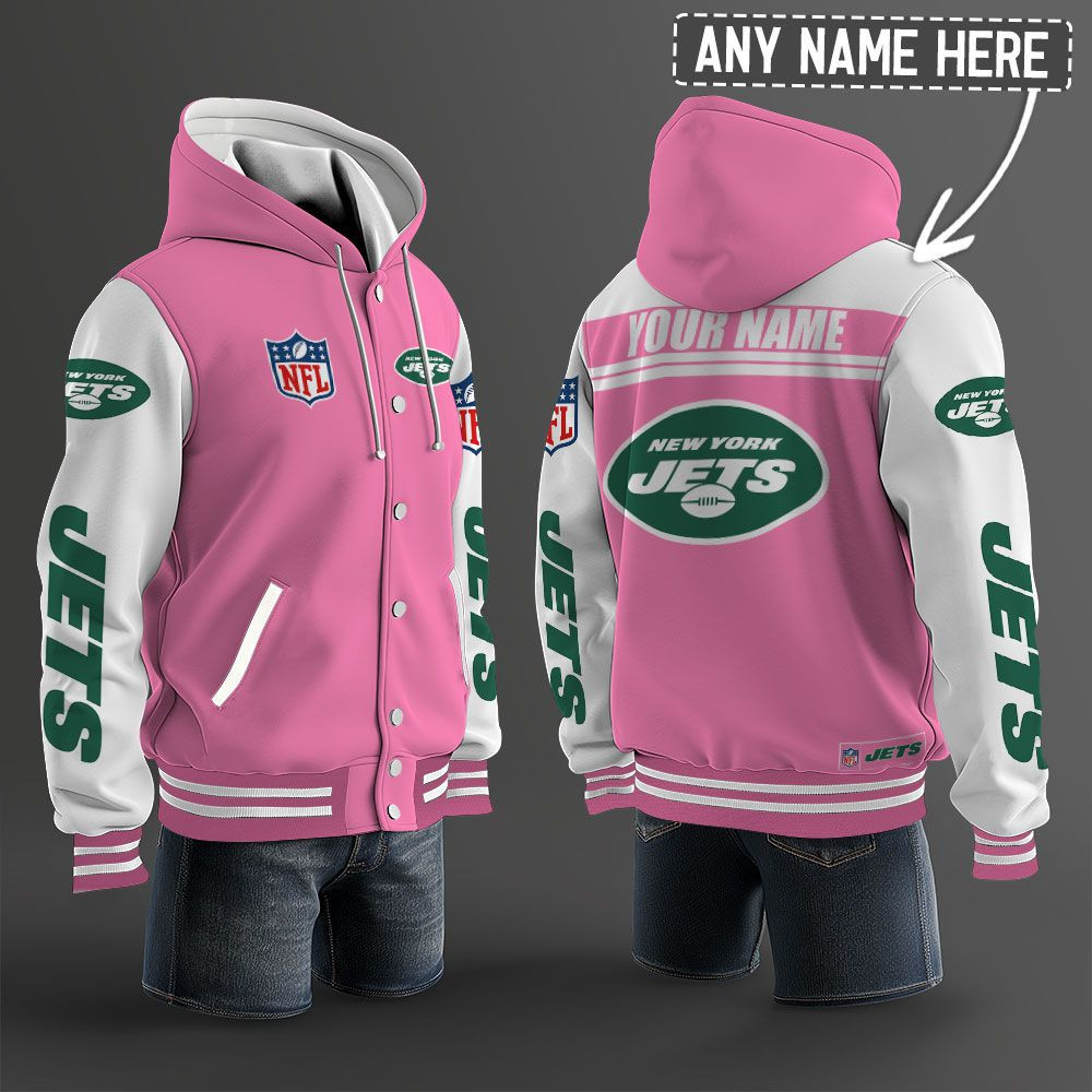 New York Jets NFL Hooded Letterman Jacket Custom Name PB92CIA