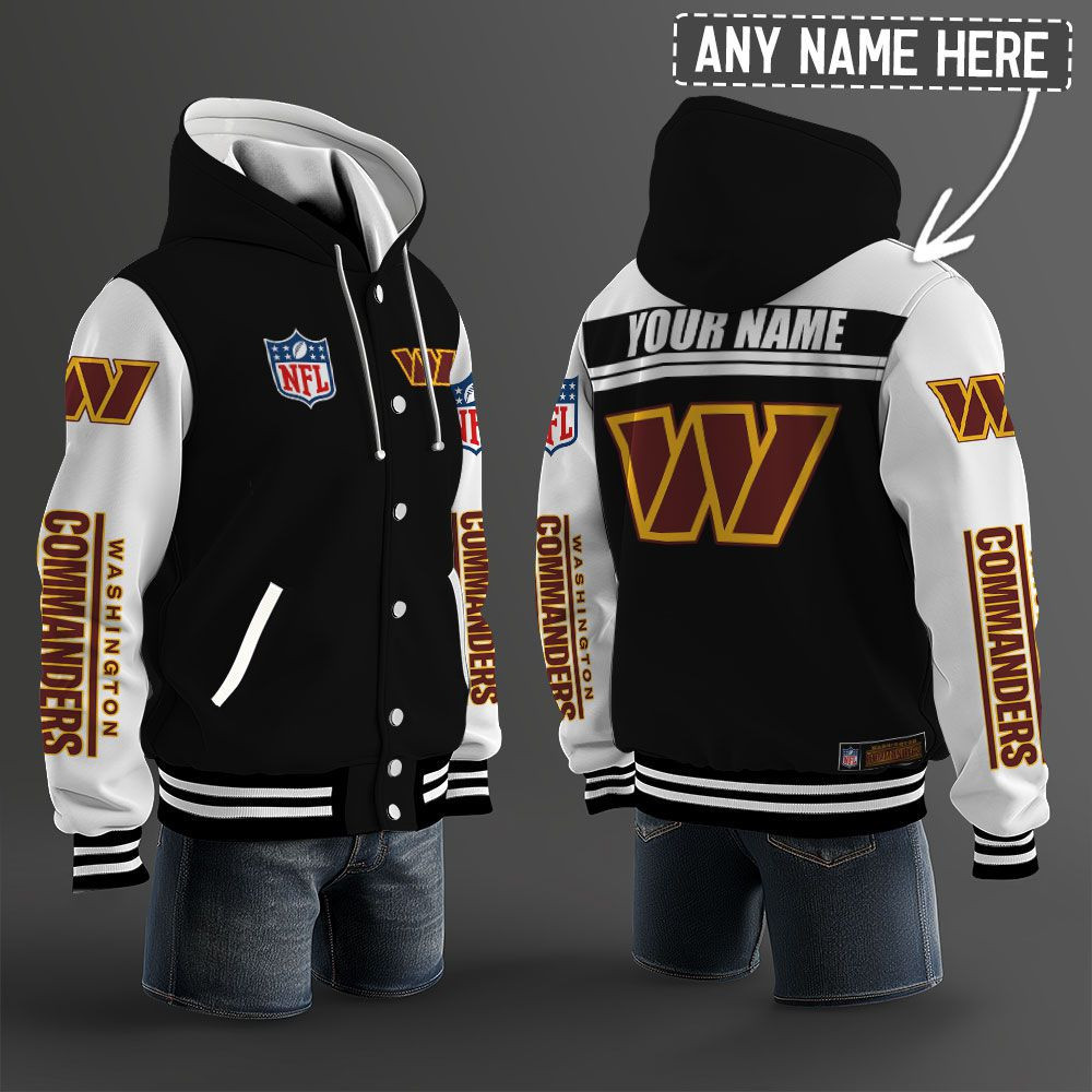 Washington Commanders NFL Hooded Letterman Jacket Custom Name PBB67SG