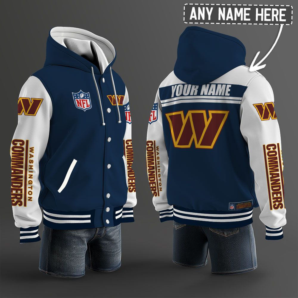 Washington Commanders NFL Hooded Letterman Jacket Custom Name PBB67SG