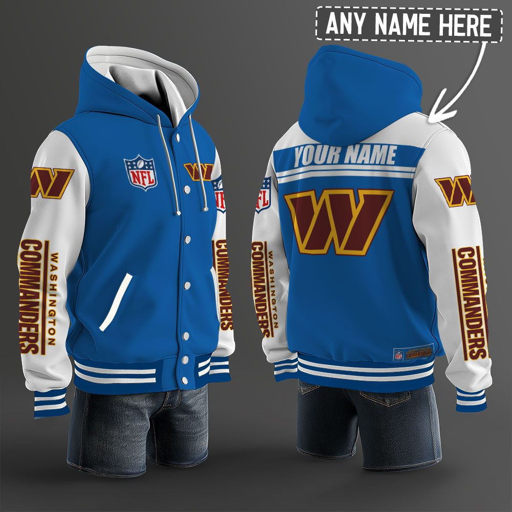 Washington Commanders NFL Hooded Letterman Jacket Custom Name PBB67SG
