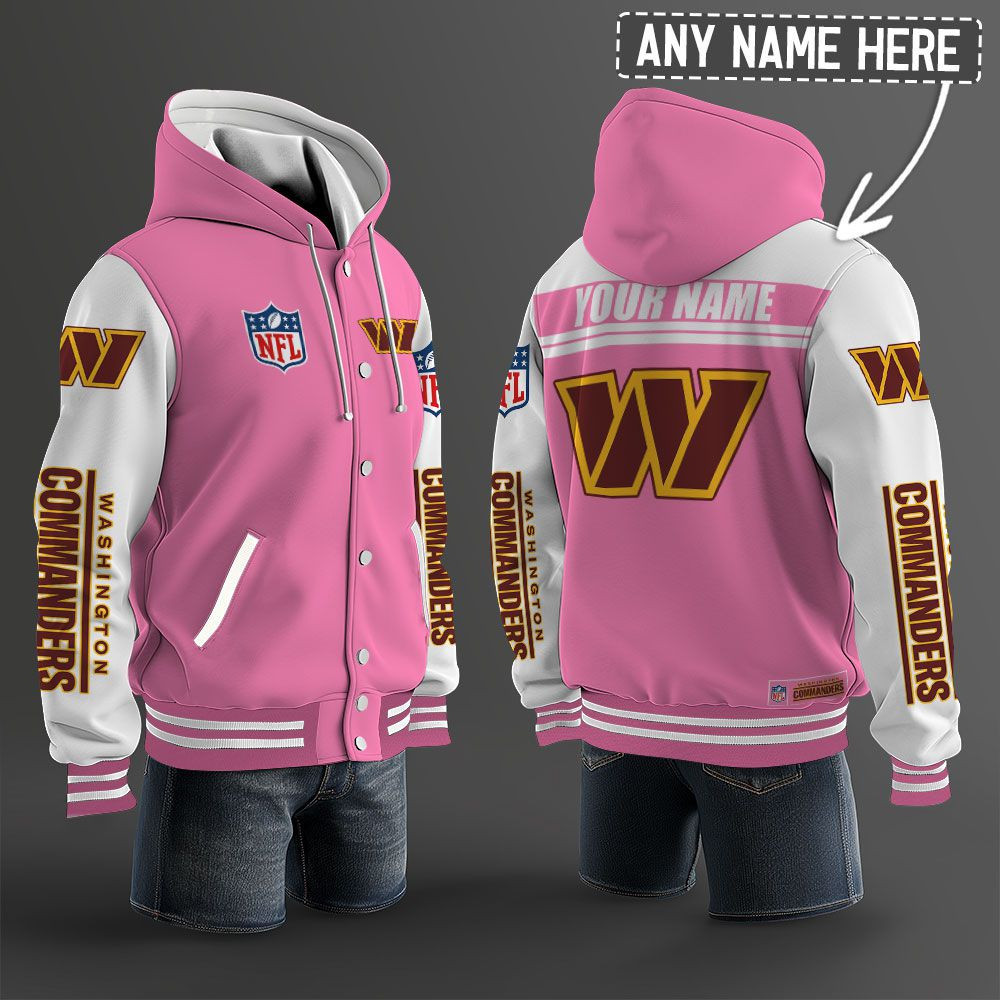 Washington Commanders NFL Hooded Letterman Jacket Custom Name PBB67SG