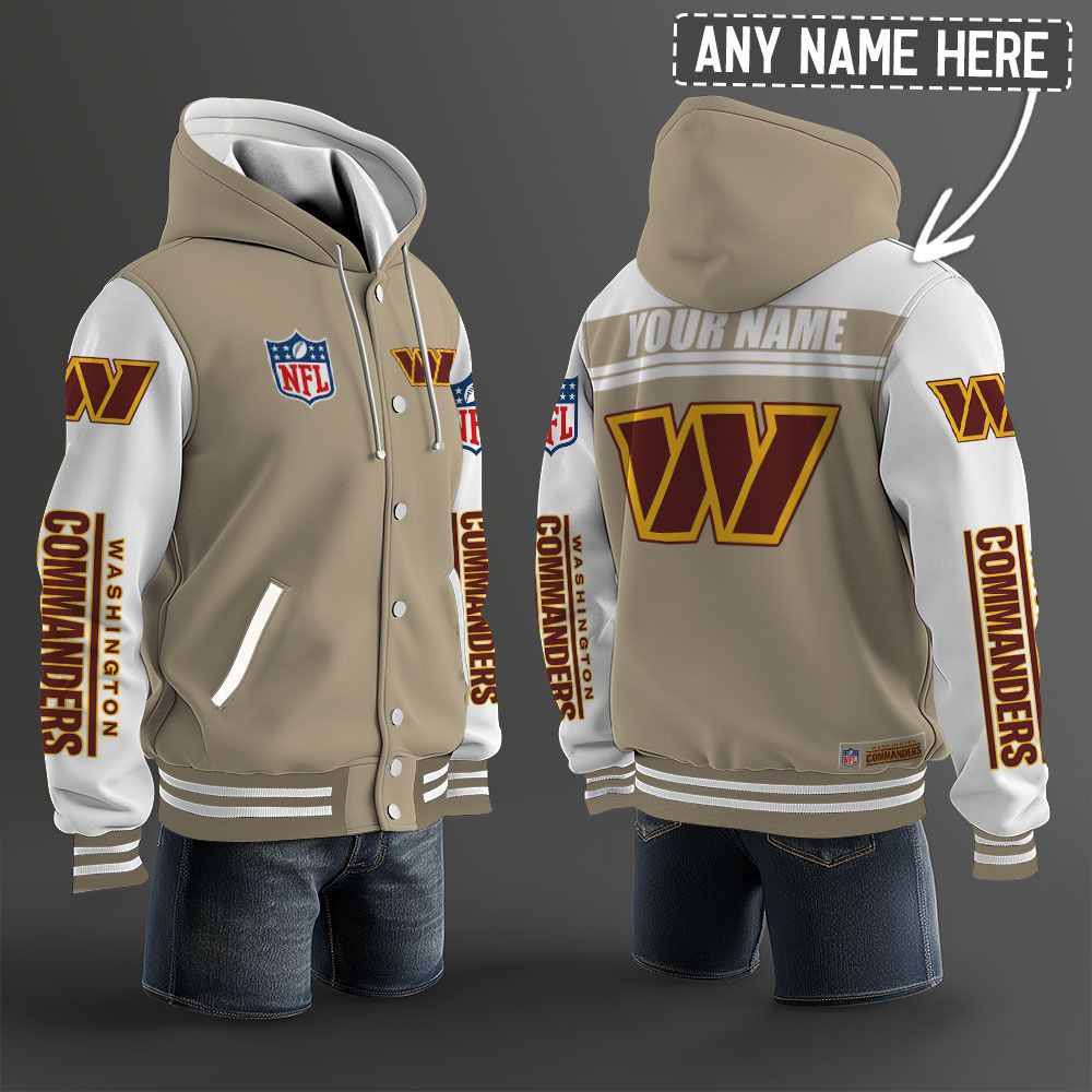 Washington Commanders NFL Hooded Letterman Jacket Custom Name PBB67SG