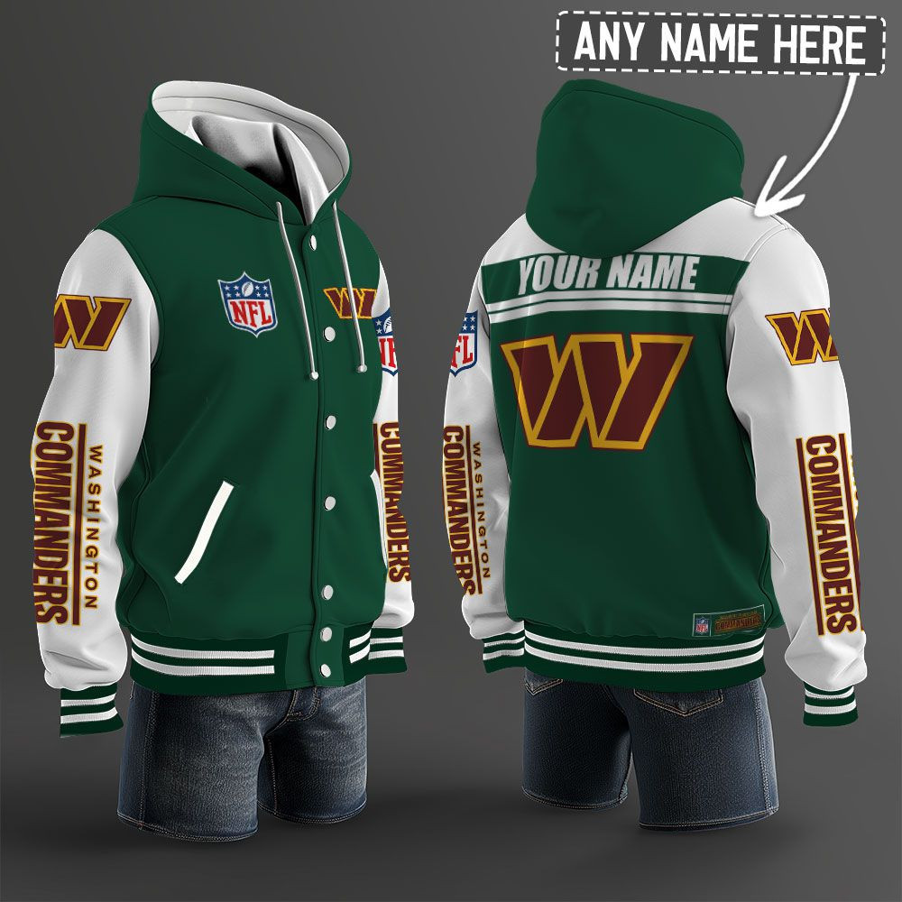 Washington Commanders NFL Hooded Letterman Jacket Custom Name PBB67SG