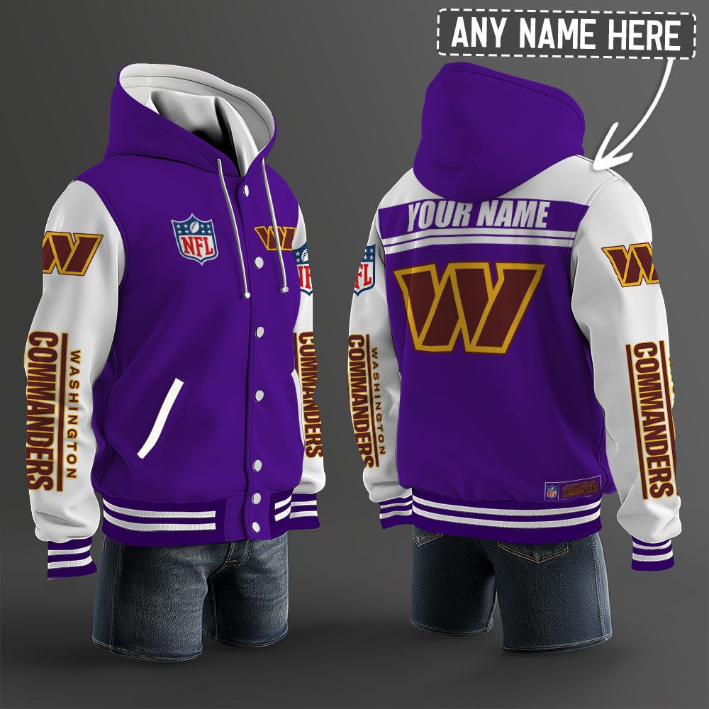 Washington Commanders NFL Hooded Letterman Jacket Custom Name PBB67SG