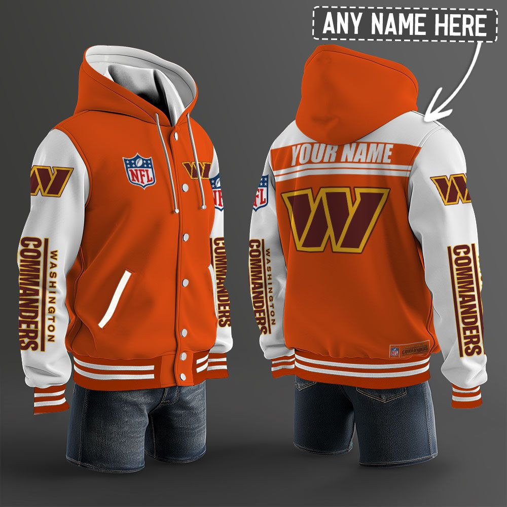 Washington Commanders NFL Hooded Letterman Jacket Custom Name PBB67SG