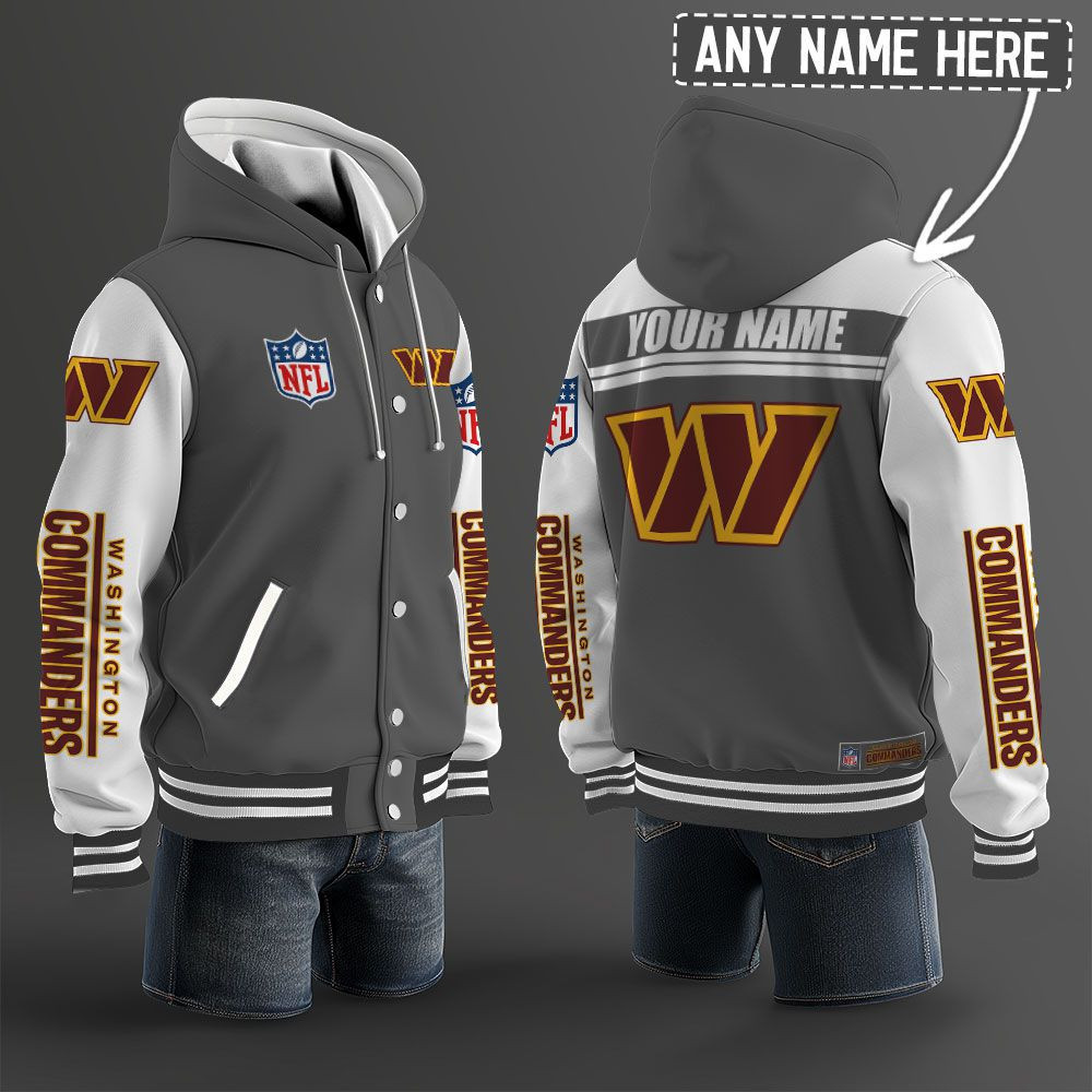 Washington Commanders NFL Hooded Letterman Jacket Custom Name PBB67SG