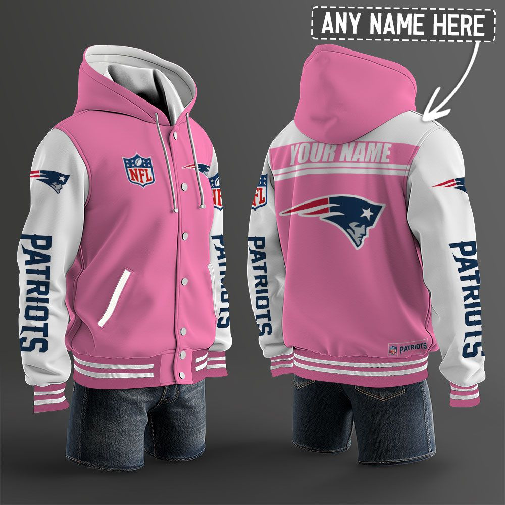 New England Patriots NFL Hooded Letterman Jacket Custom Name PBAIL8N
