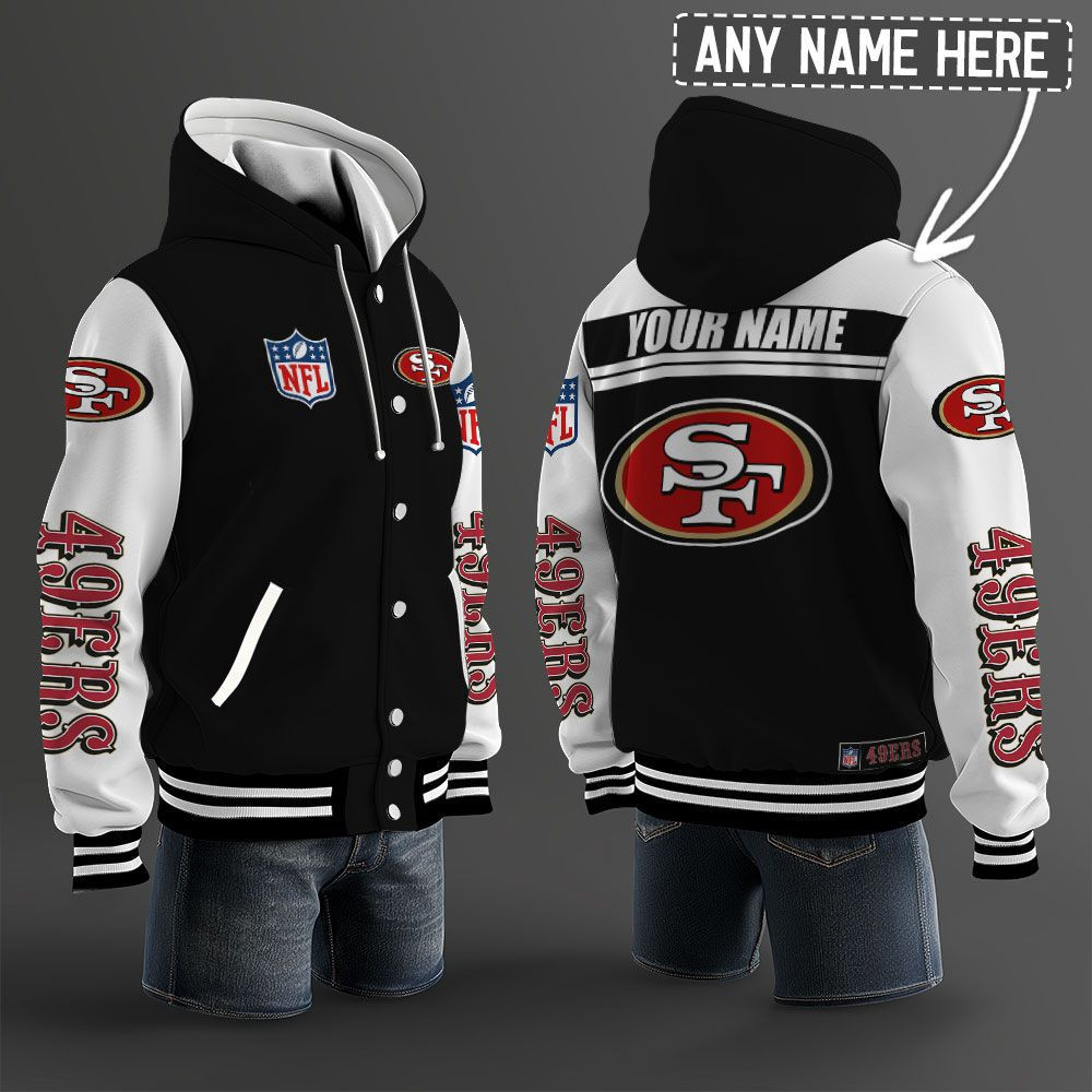 San Francisco 49ers NFL Hooded Letterman Jacket Custom Name PB3VW5J