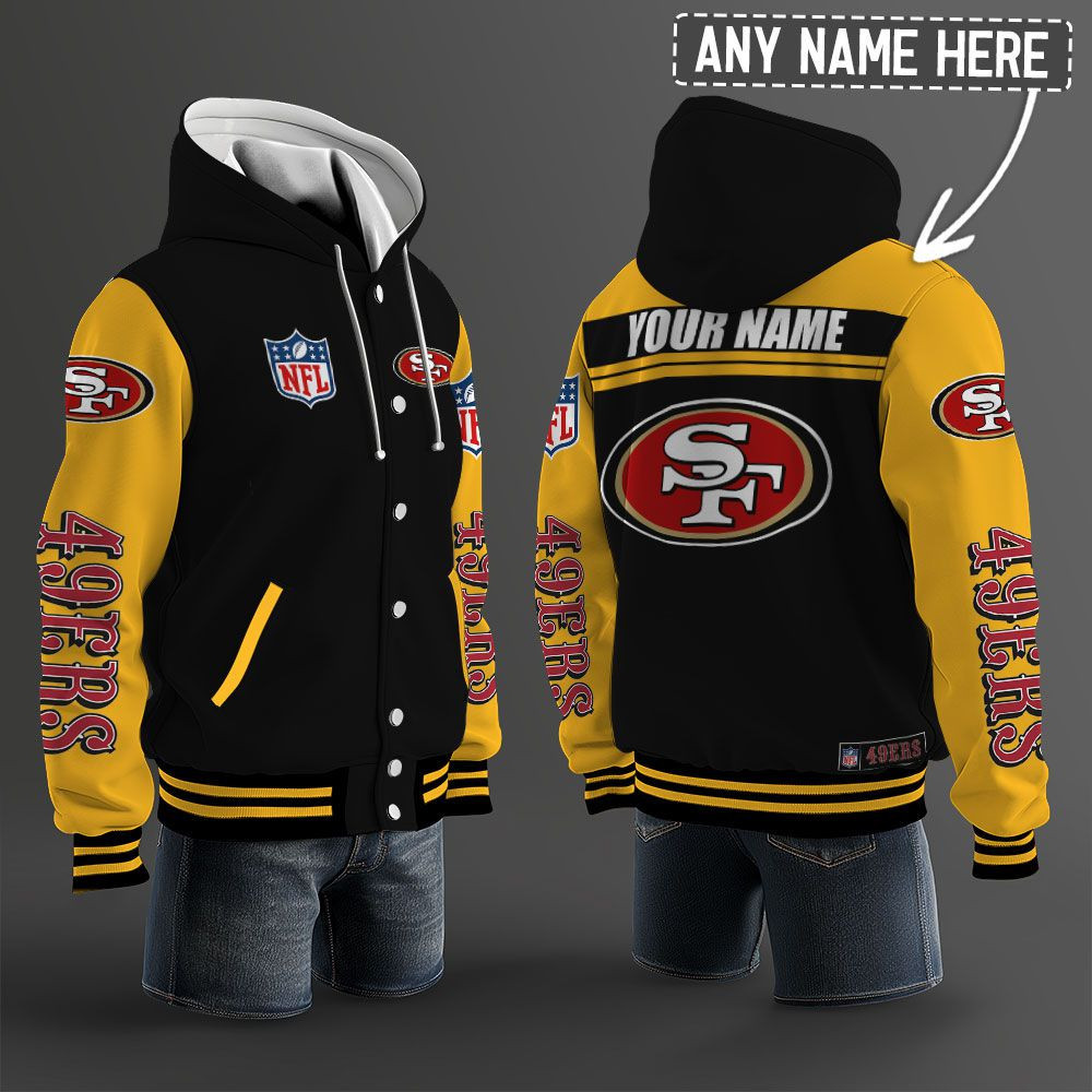 San Francisco 49ers NFL Hooded Letterman Jacket Custom Name PB3VW5J
