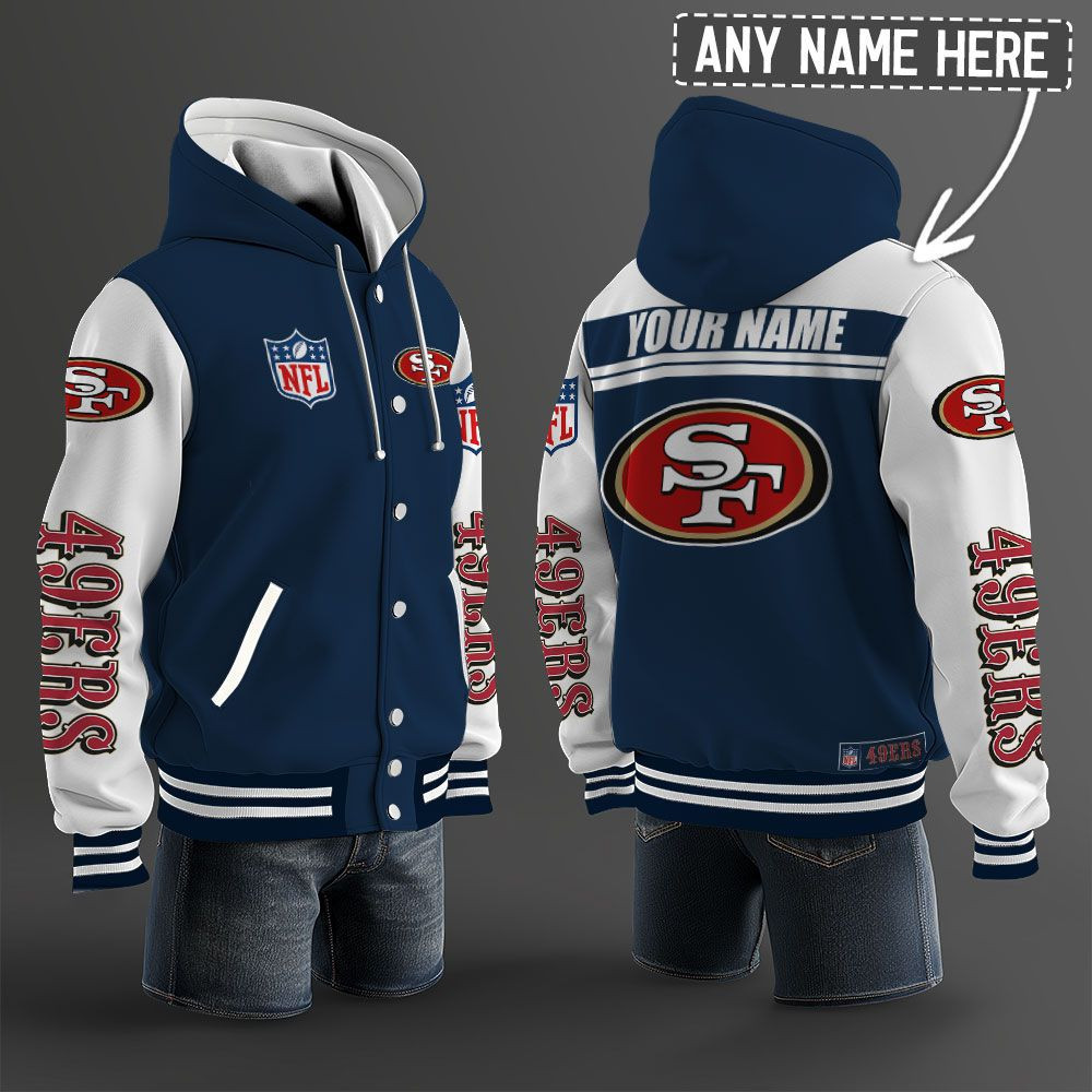 San Francisco 49ers NFL Hooded Letterman Jacket Custom Name PB3VW5J