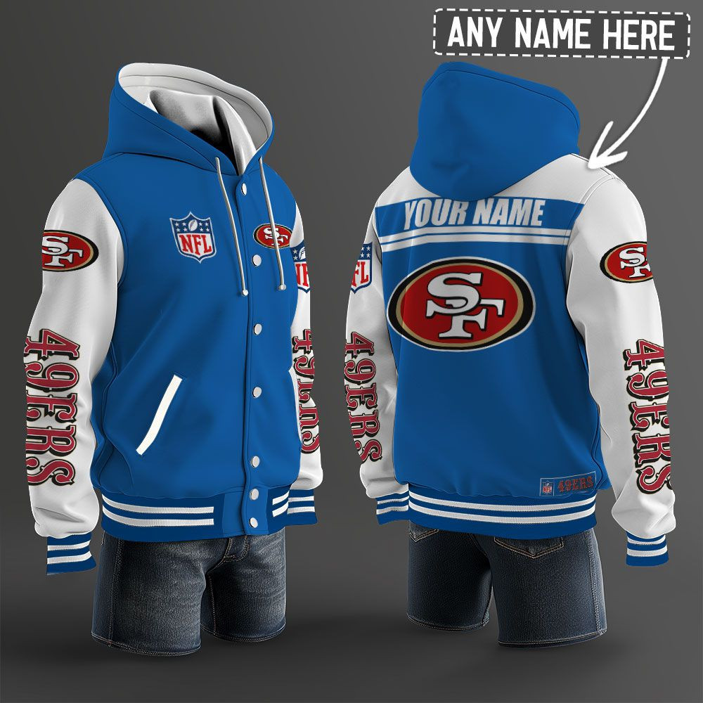 San Francisco 49ers NFL Hooded Letterman Jacket Custom Name PB3VW5J