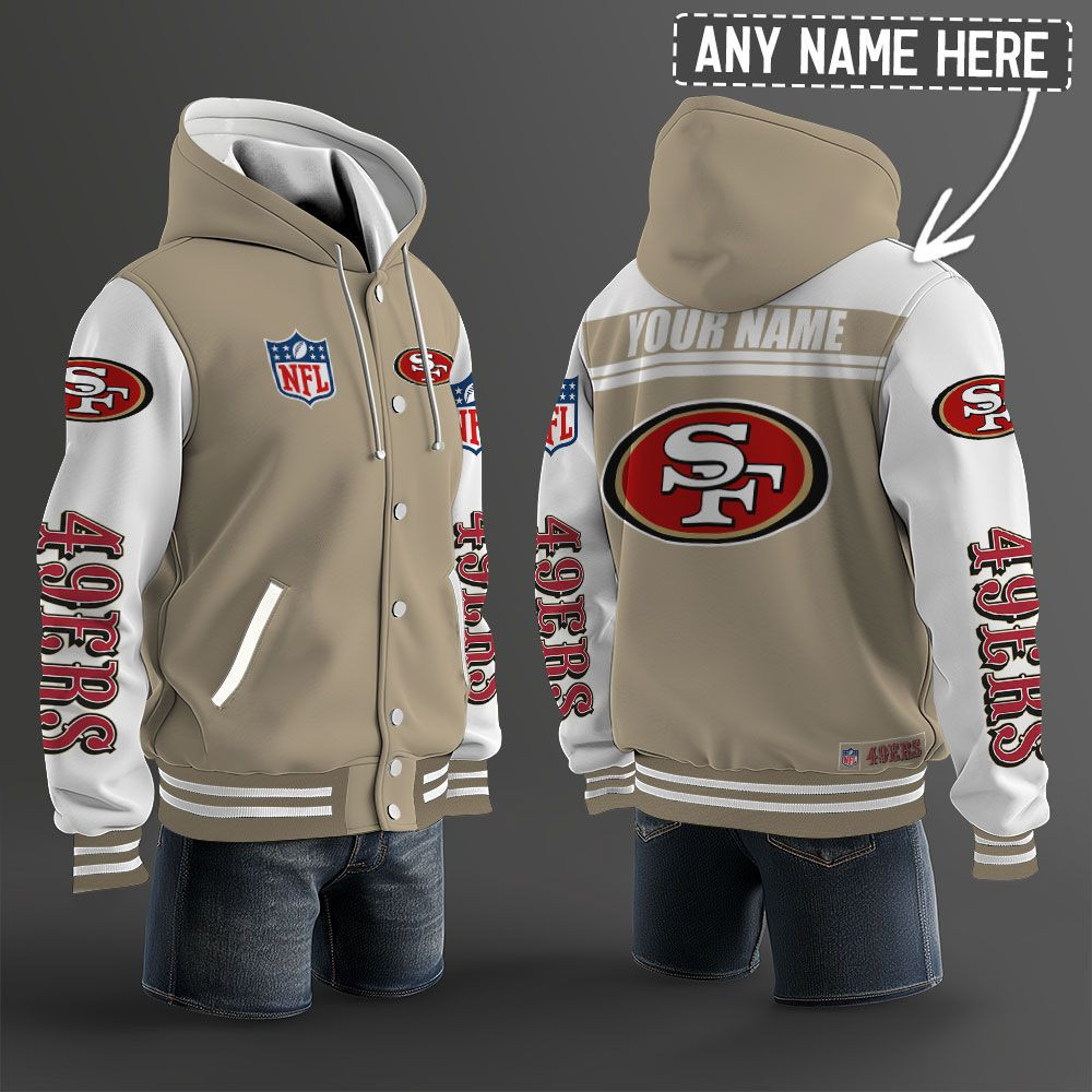 San Francisco 49ers NFL Hooded Letterman Jacket Custom Name PB3VW5J