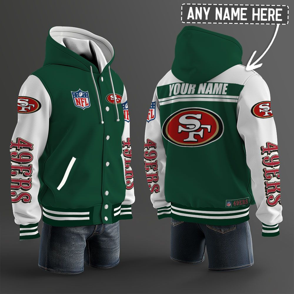 San Francisco 49ers NFL Hooded Letterman Jacket Custom Name PB3VW5J