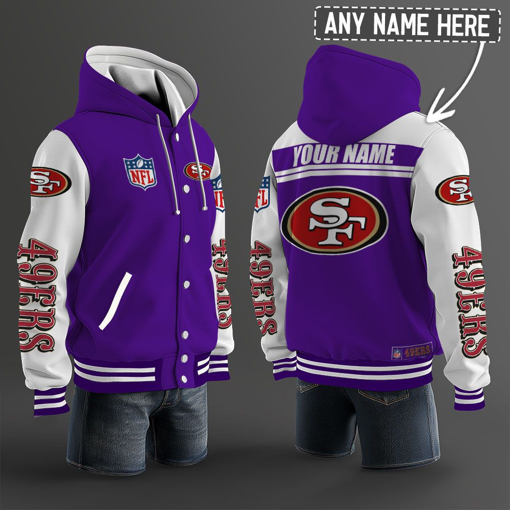 San Francisco 49ers NFL Hooded Letterman Jacket Custom Name PB3VW5J