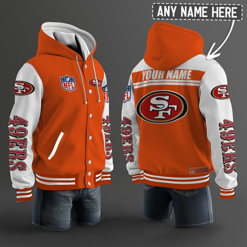 San Francisco 49ers NFL Hooded Letterman Jacket Custom Name PB3VW5J
