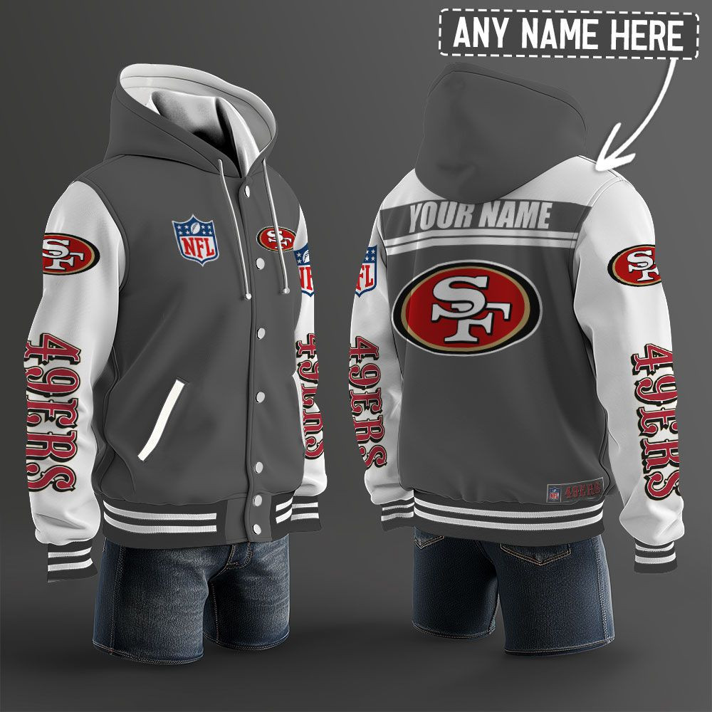 San Francisco 49ers NFL Hooded Letterman Jacket Custom Name PB3VW5J
