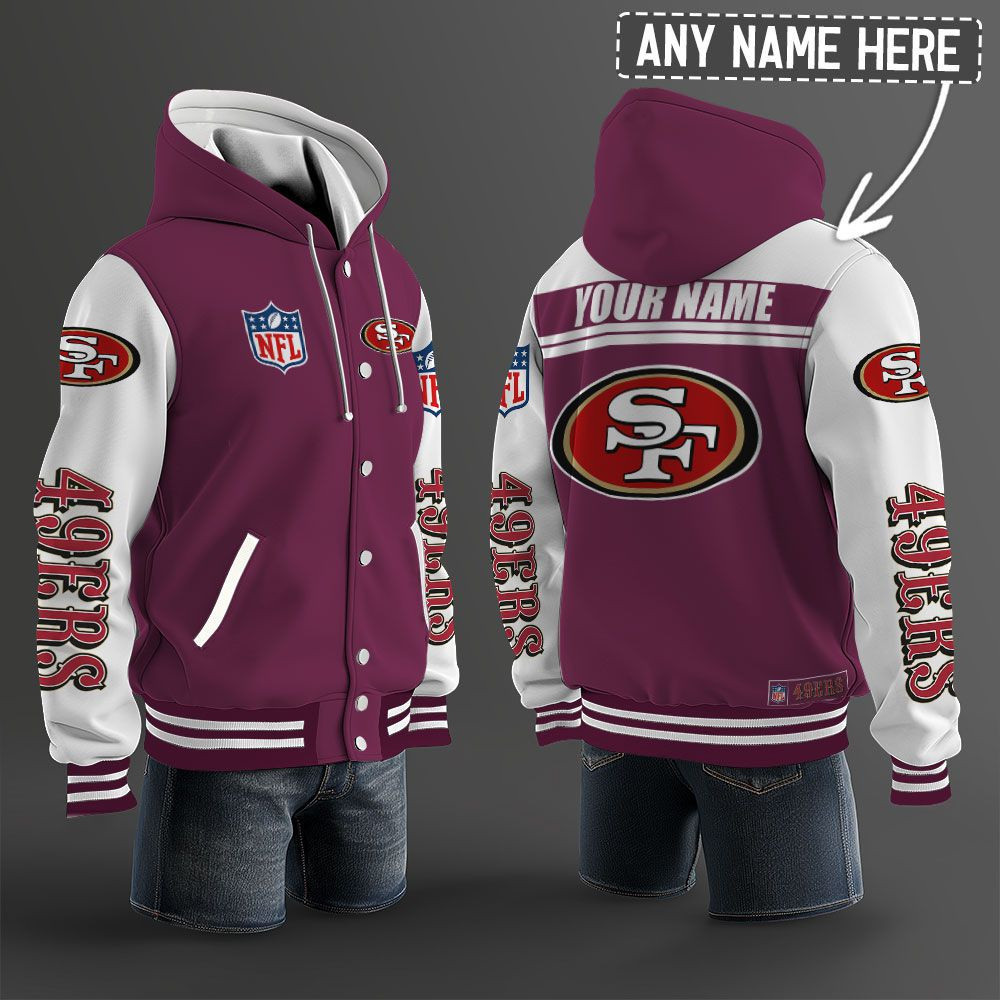 San Francisco 49ers NFL Hooded Letterman Jacket Custom Name PB3VW5J